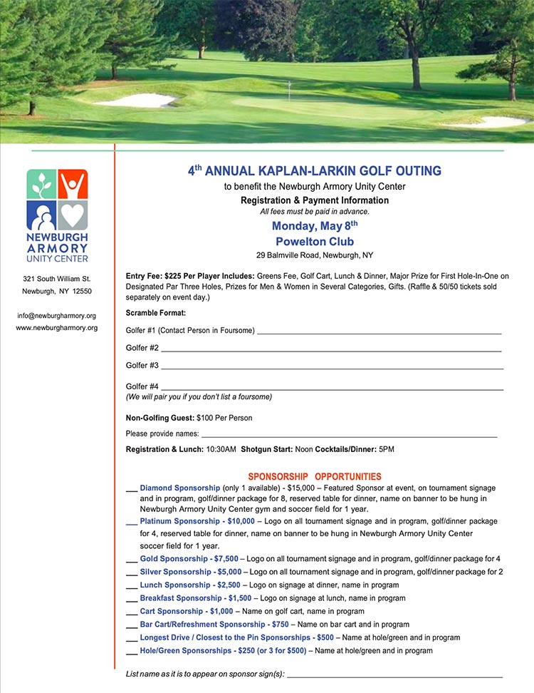Kaplan-Larkin Golf Outing Reg Form